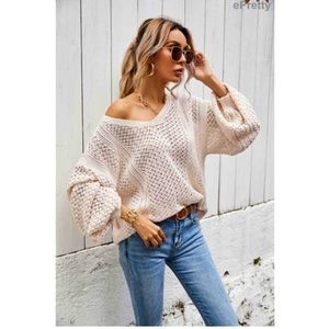 🆕 Apricot Open Knit Oversized Sweater